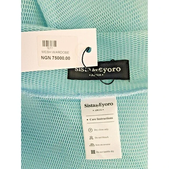 Blue Mesh Kimono Sleeves Flowy Stretch Boho Cover Up Womens One Size Aruba - Picture 7 of 9